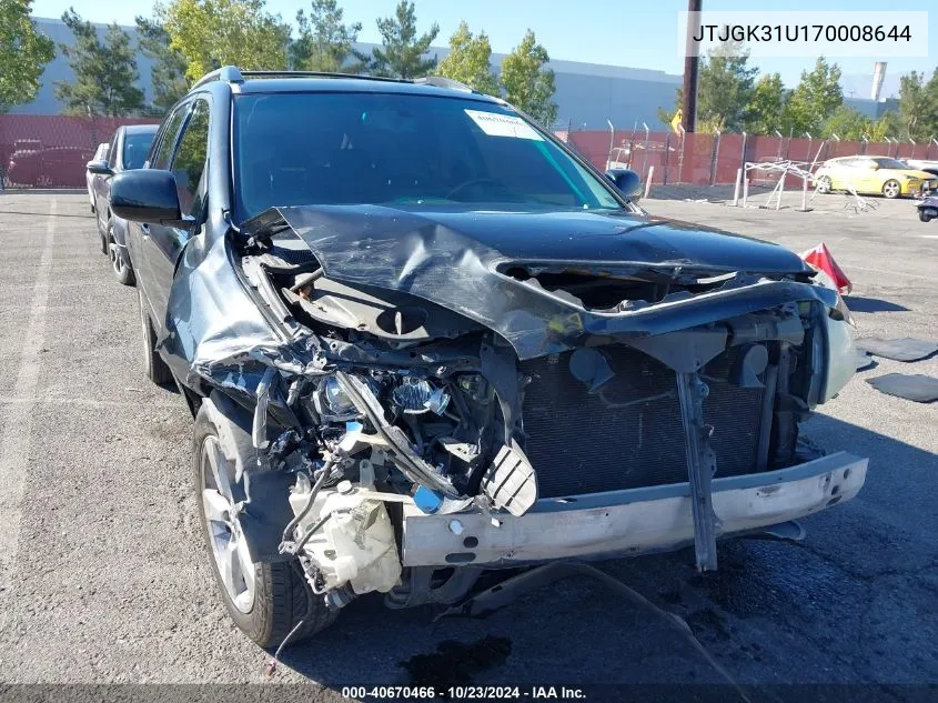 2007 Lexus Rx 350 Base (A5) VIN: JTJGK31U170008644 Lot: 40670466