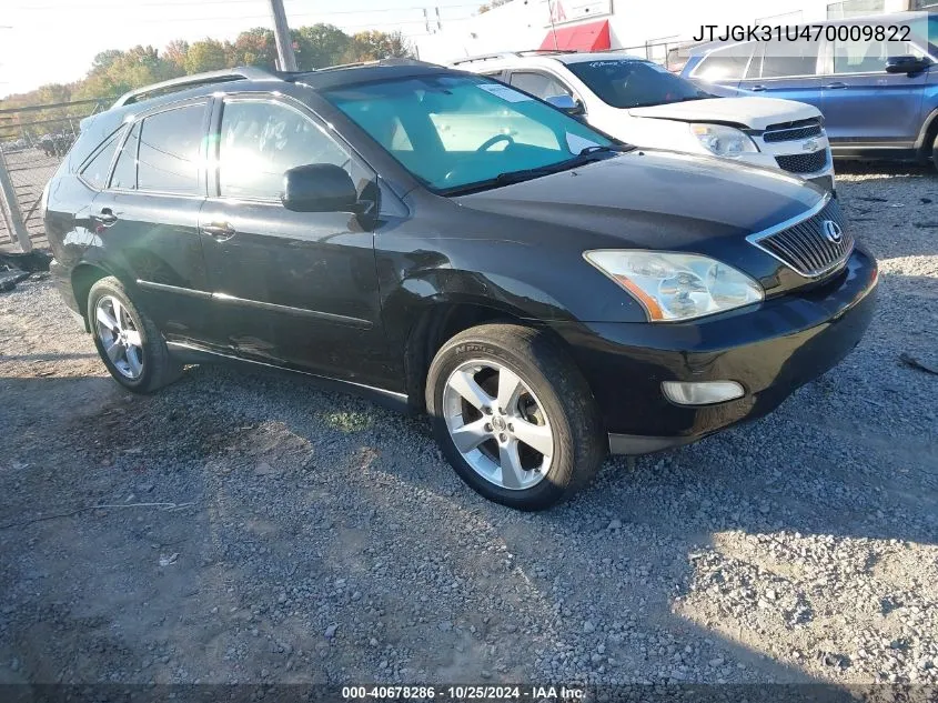 2007 Lexus Rx 350 Base (A5) VIN: JTJGK31U470009822 Lot: 40678286