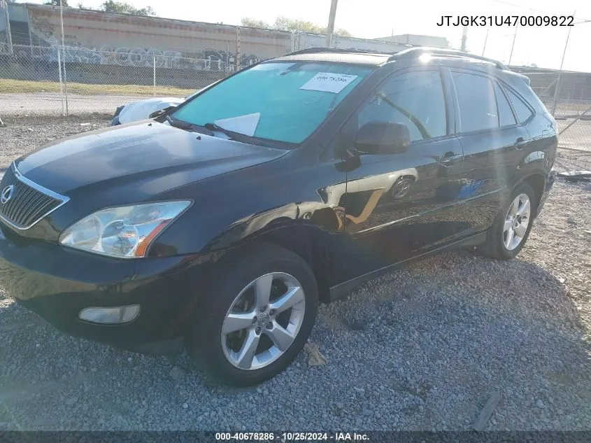 2007 Lexus Rx 350 Base (A5) VIN: JTJGK31U470009822 Lot: 40678286