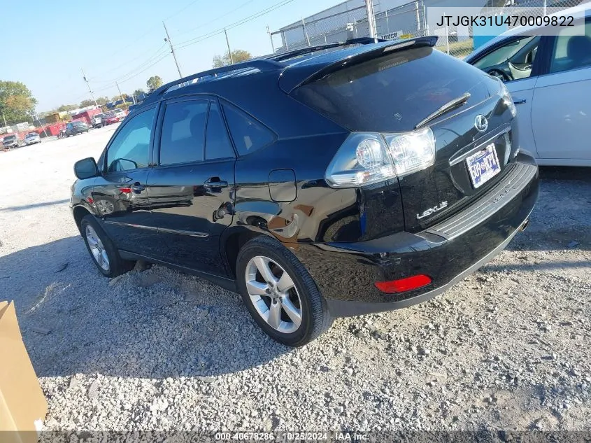 2007 Lexus Rx 350 Base (A5) VIN: JTJGK31U470009822 Lot: 40678286