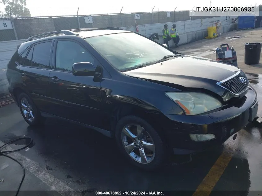 2007 Lexus Rx 350 Base (A5) VIN: JTJGK31U270006935 Lot: 40678852