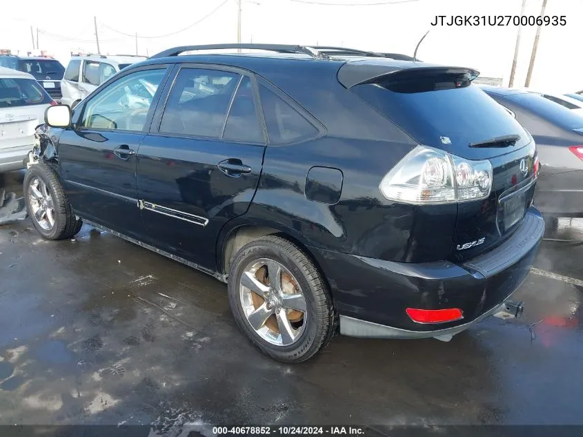 2007 Lexus Rx 350 Base (A5) VIN: JTJGK31U270006935 Lot: 40678852