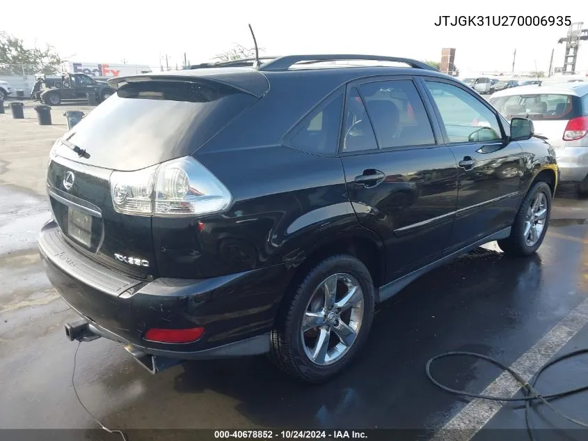 2007 Lexus Rx 350 Base (A5) VIN: JTJGK31U270006935 Lot: 40678852