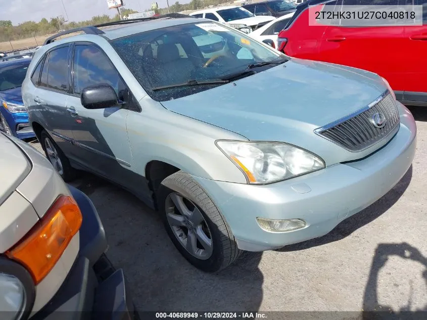 2007 Lexus Rx 350 VIN: 2T2HK31U27C040818 Lot: 40689949