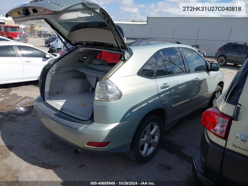 2007 Lexus Rx 350 VIN: 2T2HK31U27C040818 Lot: 40689949