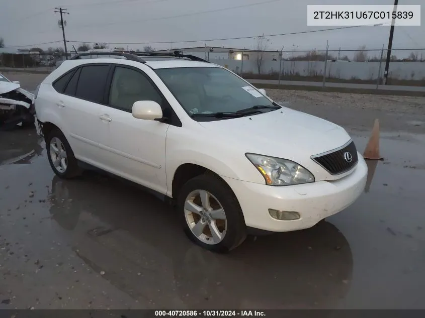 2007 Lexus Rx 350 VIN: 2T2HK31U67C015839 Lot: 40720586