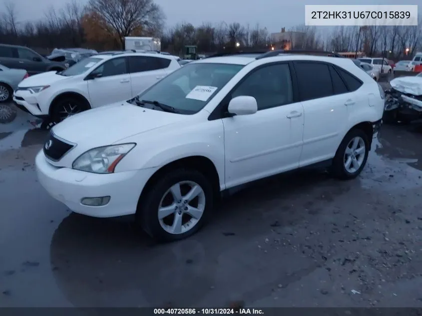 2007 Lexus Rx 350 VIN: 2T2HK31U67C015839 Lot: 40720586