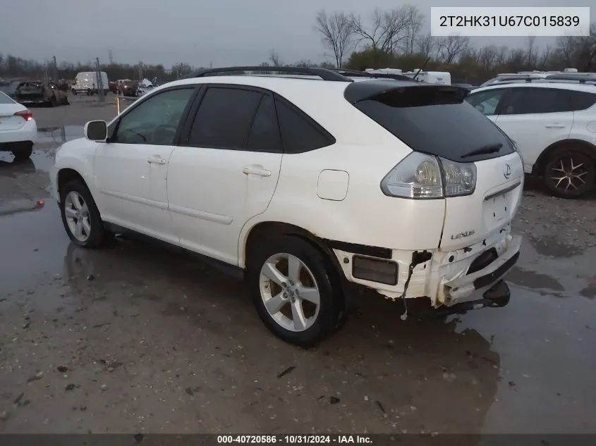 2007 Lexus Rx 350 VIN: 2T2HK31U67C015839 Lot: 40720586