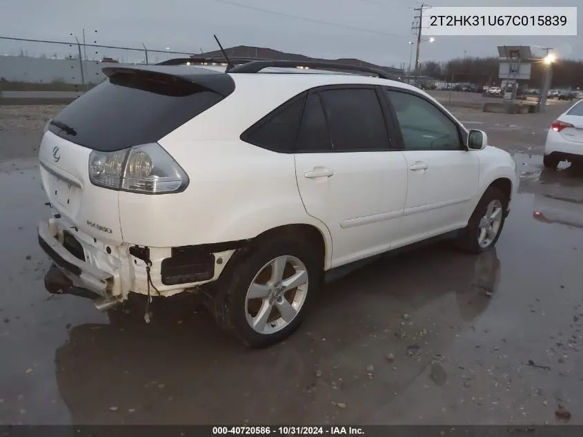 2007 Lexus Rx 350 VIN: 2T2HK31U67C015839 Lot: 40720586