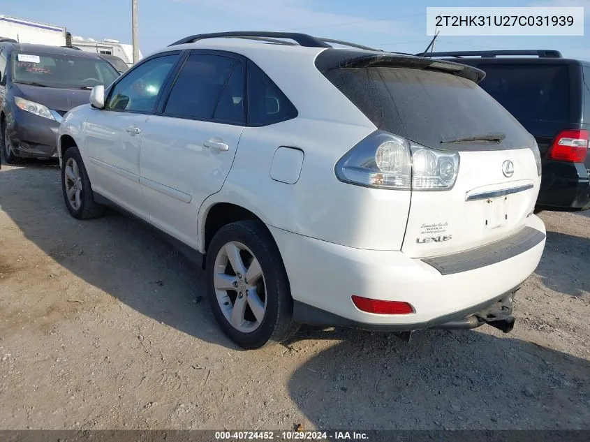 2007 Lexus Rx 350 VIN: 2T2HK31U27C031939 Lot: 40724452