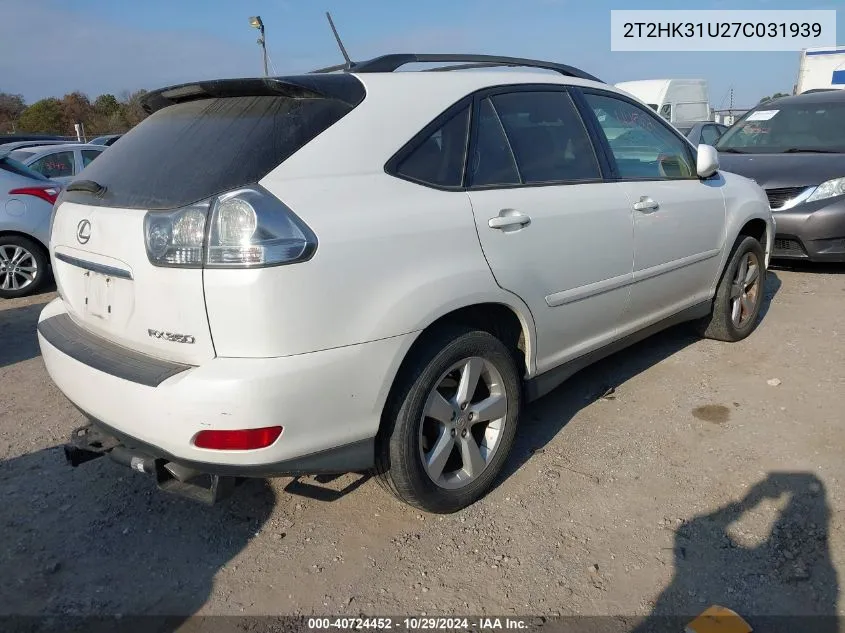 2007 Lexus Rx 350 VIN: 2T2HK31U27C031939 Lot: 40724452