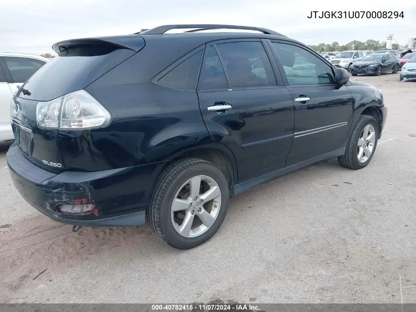 2007 Lexus Rx 350 VIN: JTJGK31U070008294 Lot: 40782415