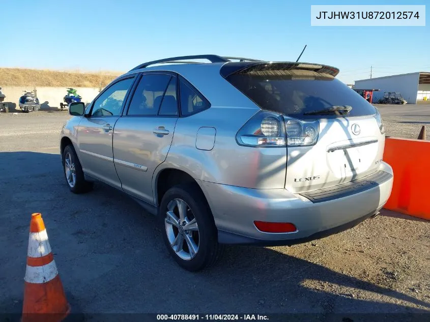 2007 Lexus Rx 400H VIN: JTJHW31U872012574 Lot: 40788491