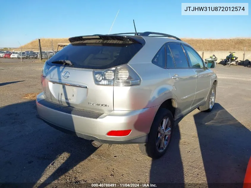 2007 Lexus Rx 400H VIN: JTJHW31U872012574 Lot: 40788491