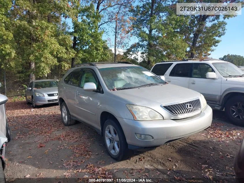 2007 Lexus Rx 350 VIN: 2T2GK31U87C026143 Lot: 40791997