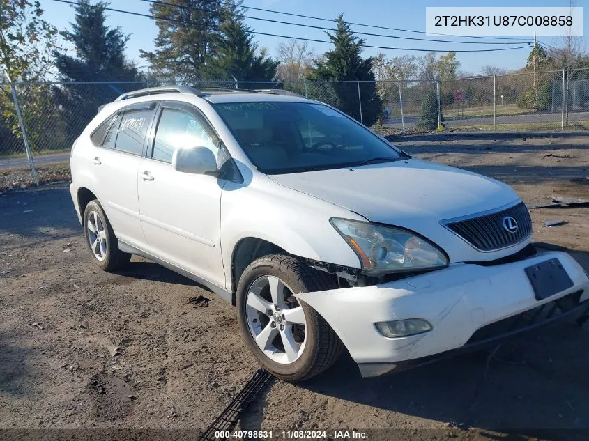 2007 Lexus Rx 350 VIN: 2T2HK31U87C008858 Lot: 40798631