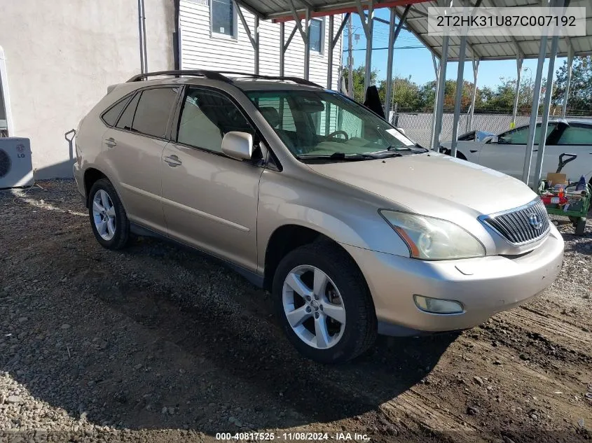 2007 Lexus Rx 350 VIN: 2T2HK31U87C007192 Lot: 40817525