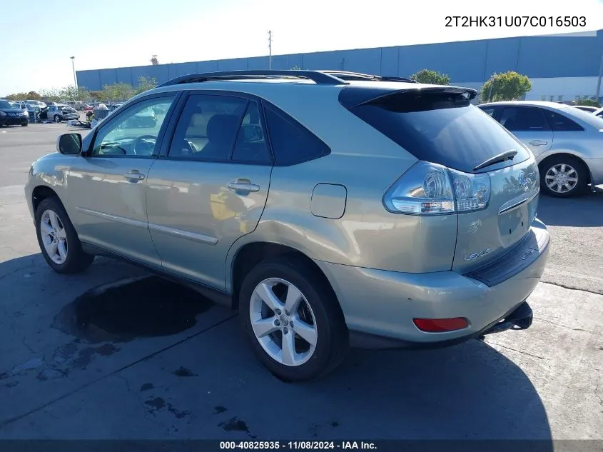 2007 Lexus Rx 350 VIN: 2T2HK31U07C016503 Lot: 40825935