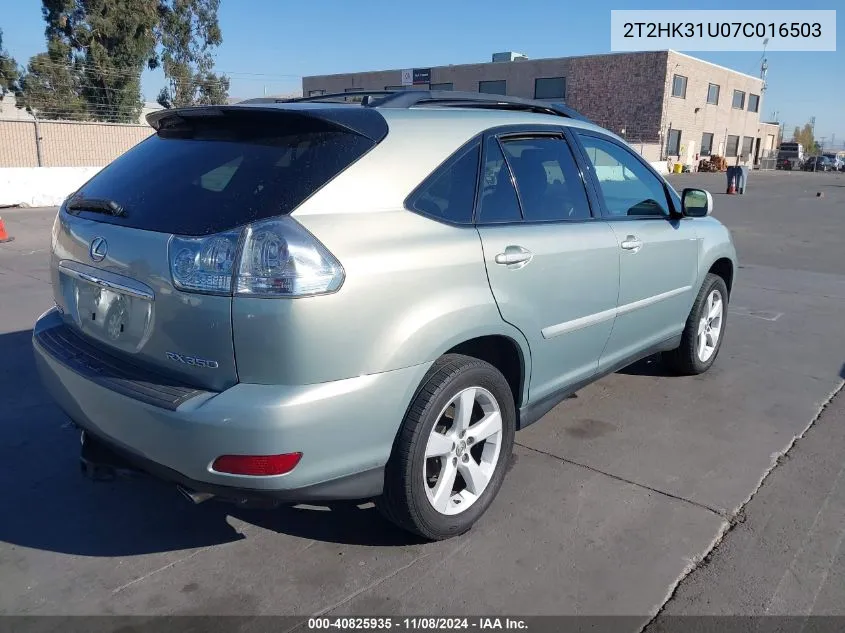 2007 Lexus Rx 350 VIN: 2T2HK31U07C016503 Lot: 40825935