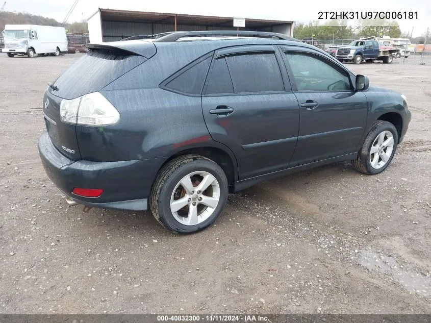 2007 Lexus Rx 350 VIN: 2T2HK31U97C006181 Lot: 40832300