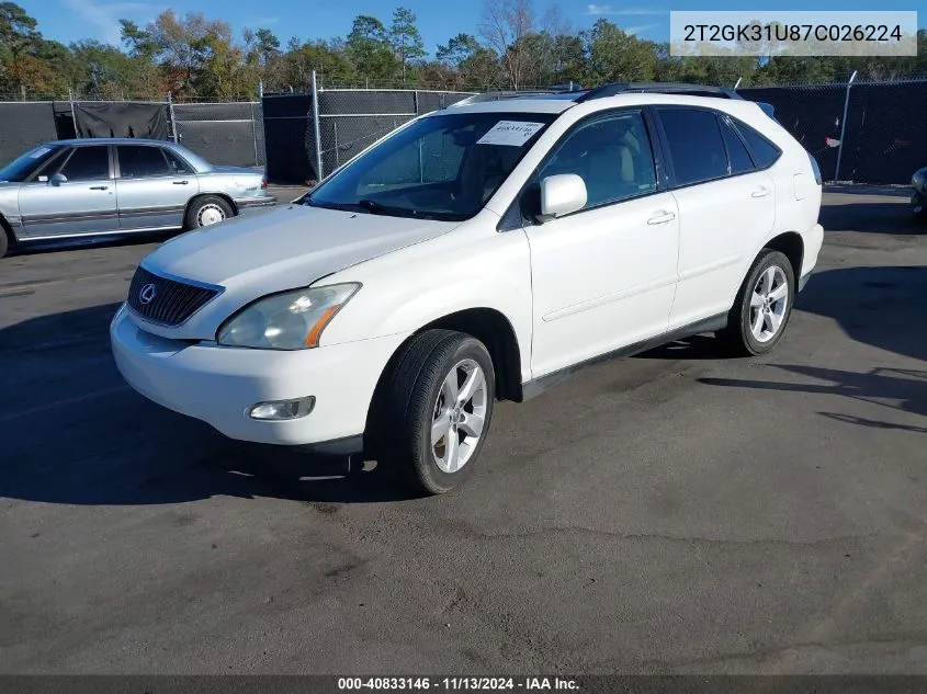 2007 Lexus Rx 350 VIN: 2T2GK31U87C026224 Lot: 40833146