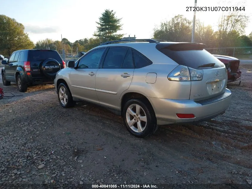 2007 Lexus Rx 350 VIN: 2T2GK31U07C011944 Lot: 40841085