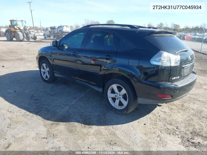 2007 Lexus Rx 350 VIN: 2T2HK31U77C045934 Lot: 40863369