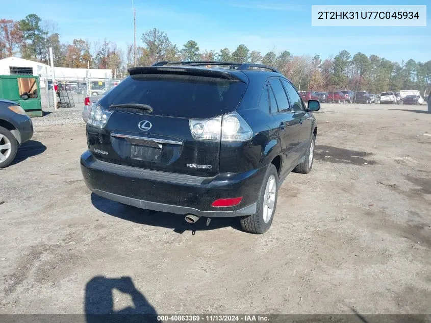 2007 Lexus Rx 350 VIN: 2T2HK31U77C045934 Lot: 40863369