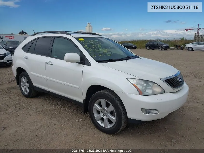 2008 Lexus Rx 350 VIN: 2T2HK31U58C051118 Lot: 12081775