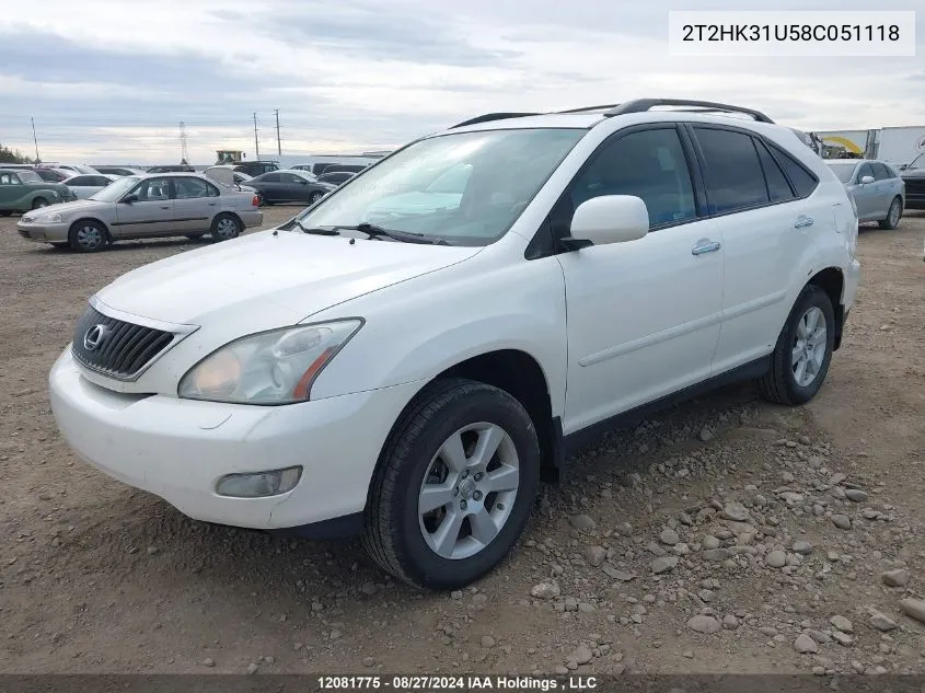 2008 Lexus Rx 350 VIN: 2T2HK31U58C051118 Lot: 12081775