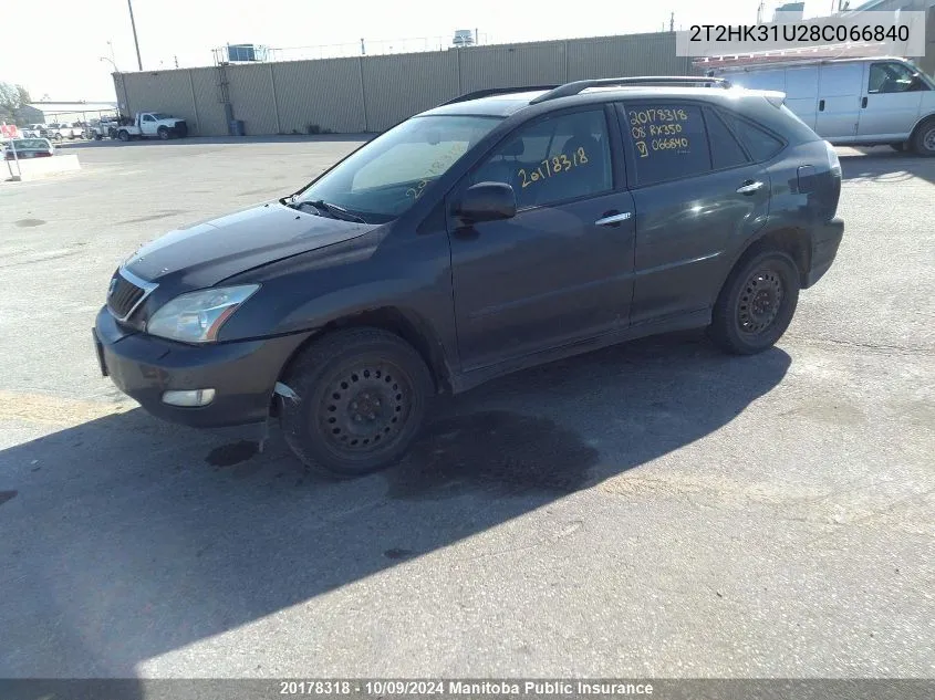 2008 Lexus Rx350 VIN: 2T2HK31U28C066840 Lot: 20178318