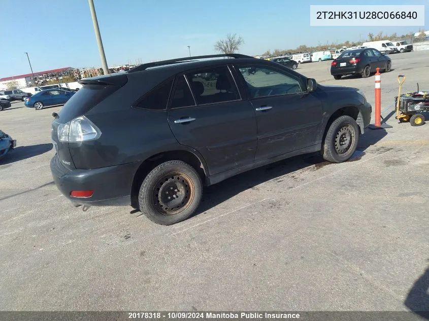 2008 Lexus Rx350 VIN: 2T2HK31U28C066840 Lot: 20178318