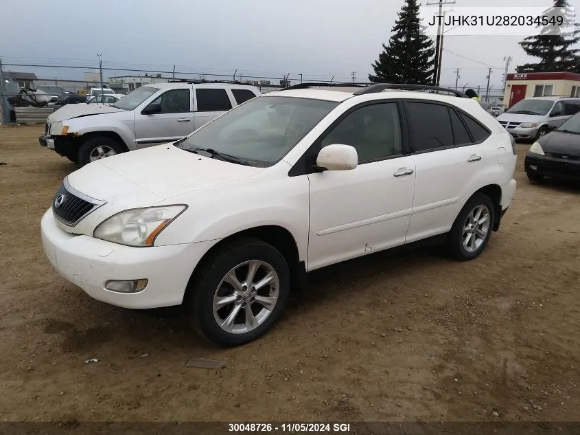 2008 Lexus Rx 350 VIN: JTJHK31U282034549 Lot: 30048726