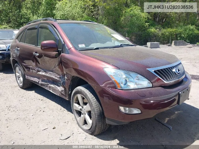 2008 Lexus Rx 350 VIN: JTJHK31U282038536 Lot: 39402357