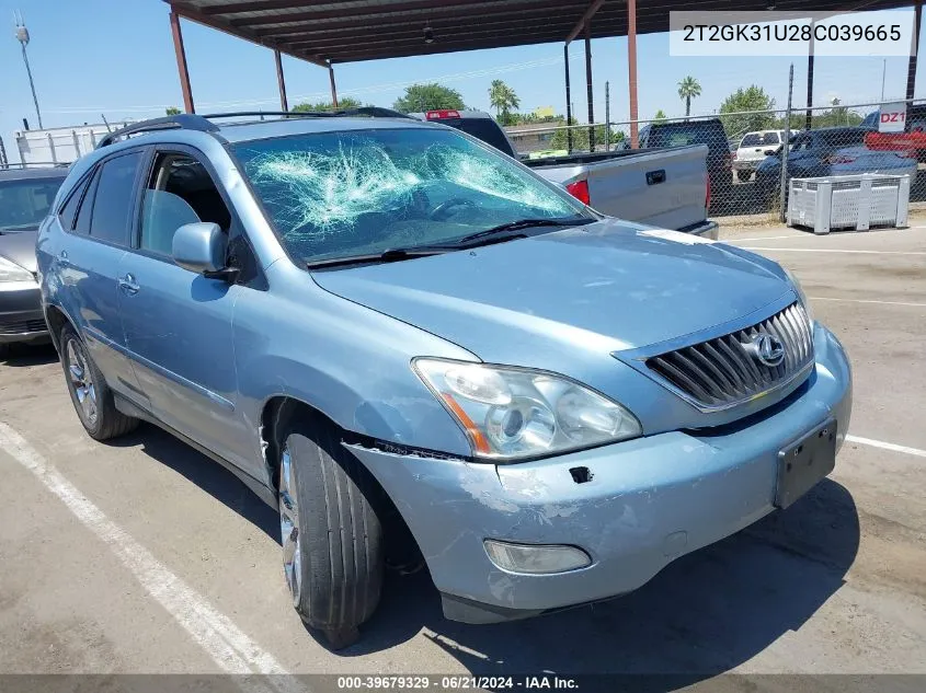 2008 Lexus Rx 350 VIN: 2T2GK31U28C039665 Lot: 39679329