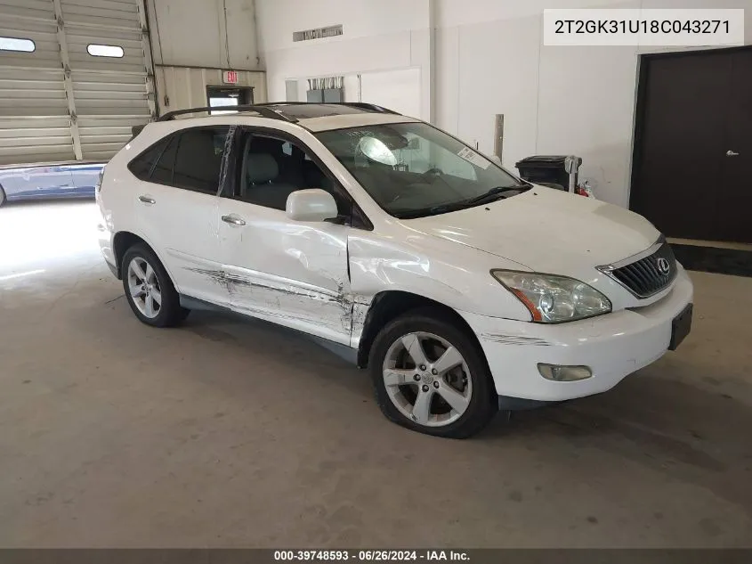 2008 Lexus Rx 350 VIN: 2T2GK31U18C043271 Lot: 39748593