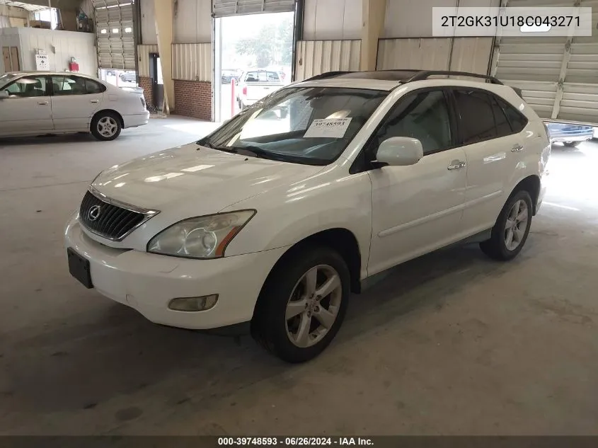 2008 Lexus Rx 350 VIN: 2T2GK31U18C043271 Lot: 39748593