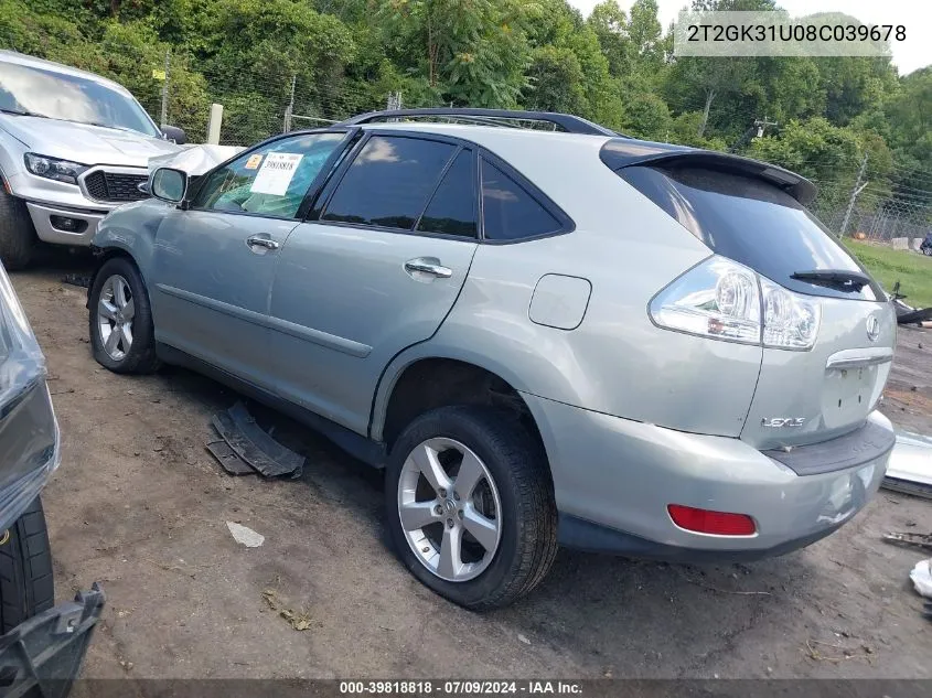 2008 Lexus Rx 350 VIN: 2T2GK31U08C039678 Lot: 39818818