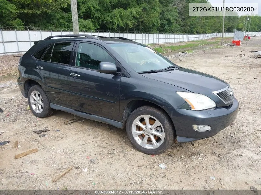 2008 Lexus Rx 350 VIN: 2T2GK31U18C030200 Lot: 39894812