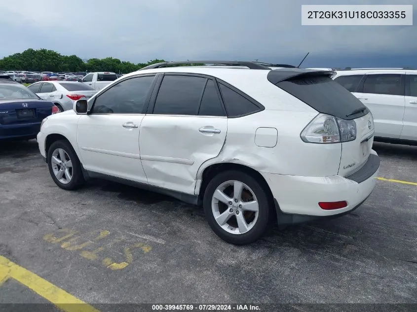 2008 Lexus Rx 350 VIN: 2T2GK31U18C033355 Lot: 39945769