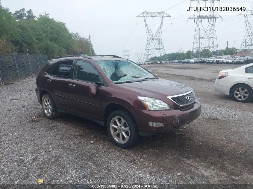 2008 Lexus Rx 350 VIN: JTJHK31U182036549 Lot: 39954402