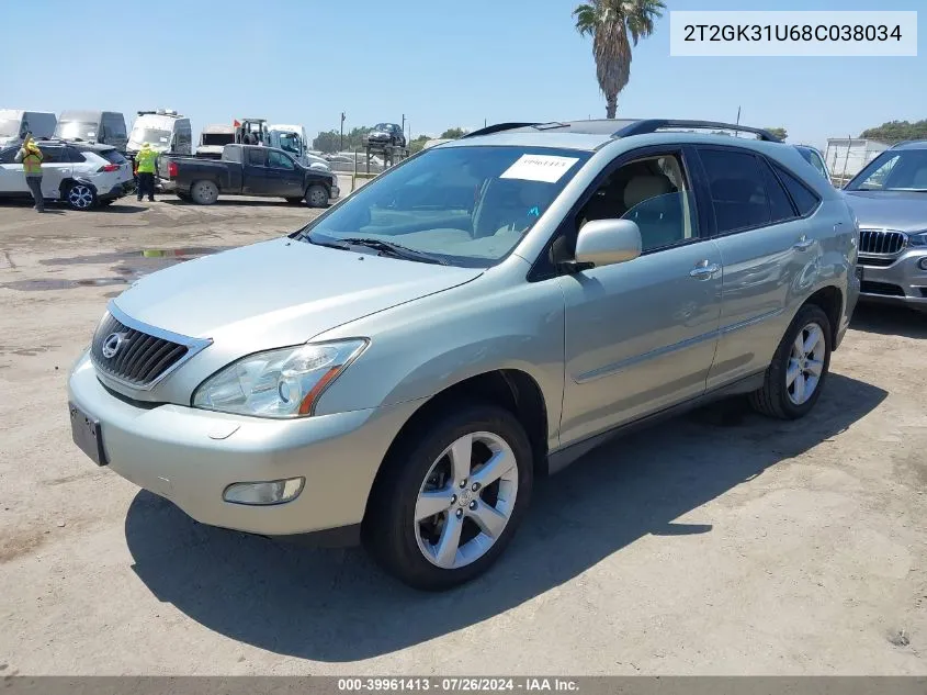 2008 Lexus Rx 350 VIN: 2T2GK31U68C038034 Lot: 39961413