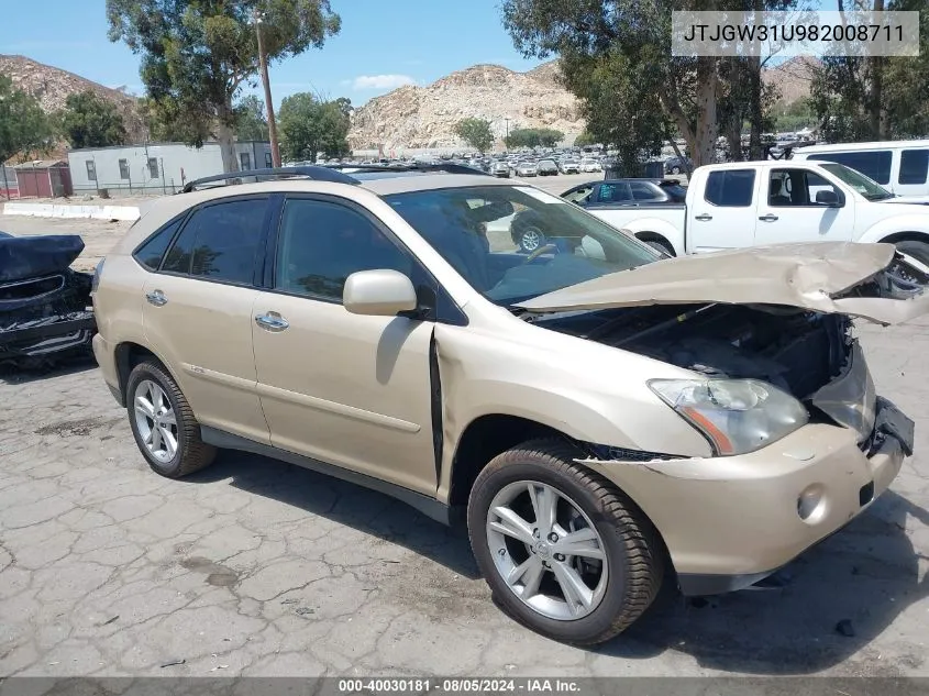 2008 Lexus Rx 400H VIN: JTJGW31U982008711 Lot: 40030181