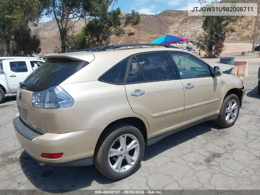 2008 Lexus Rx 400H VIN: JTJGW31U982008711 Lot: 40030181