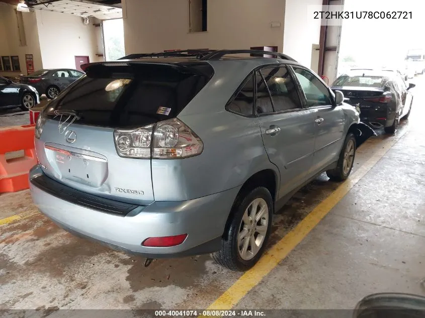 2008 Lexus Rx 350 VIN: 2T2HK31U78C062721 Lot: 40041074