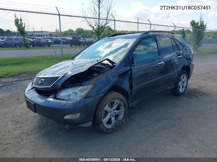 2008 Lexus Rx 350 VIN: 2T2HK31U18C057451 Lot: 40105001