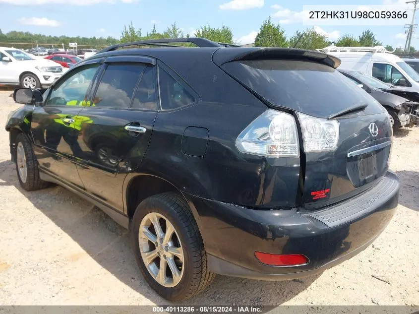 2008 Lexus Rx 350 VIN: 2T2HK31U98C059366 Lot: 40113286