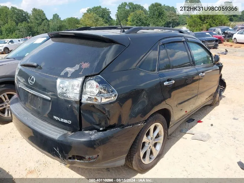 2008 Lexus Rx 350 VIN: 2T2HK31U98C059366 Lot: 40113286