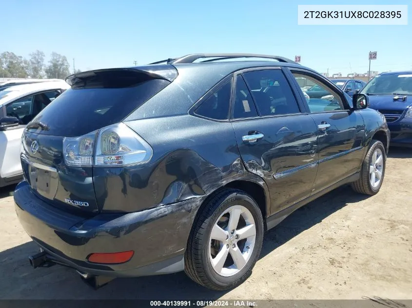 2008 Lexus Rx 350 VIN: 2T2GK31UX8C028395 Lot: 40139991