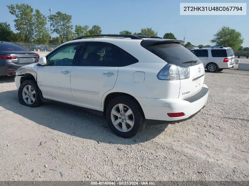 2008 Lexus Rx 350 VIN: 2T2HK31U48C067794 Lot: 40140846